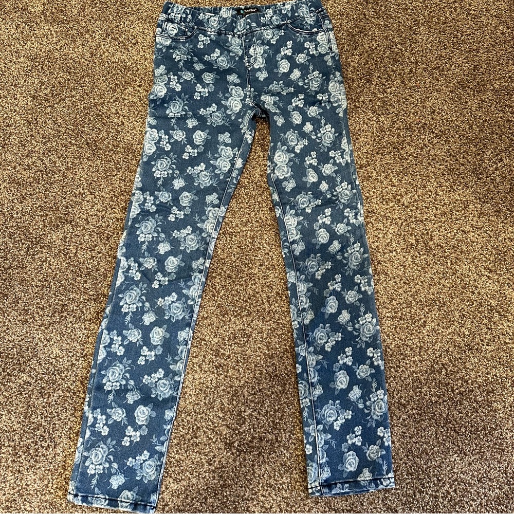 Tractor Girls Floral Pull on Denim Jeggings Size 12